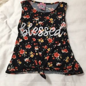 Tween Black Floral Blessed Shirt